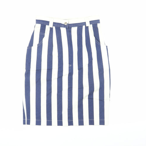 Marks and Spencer Women's Blue Striped Pencil Skirt Size 10