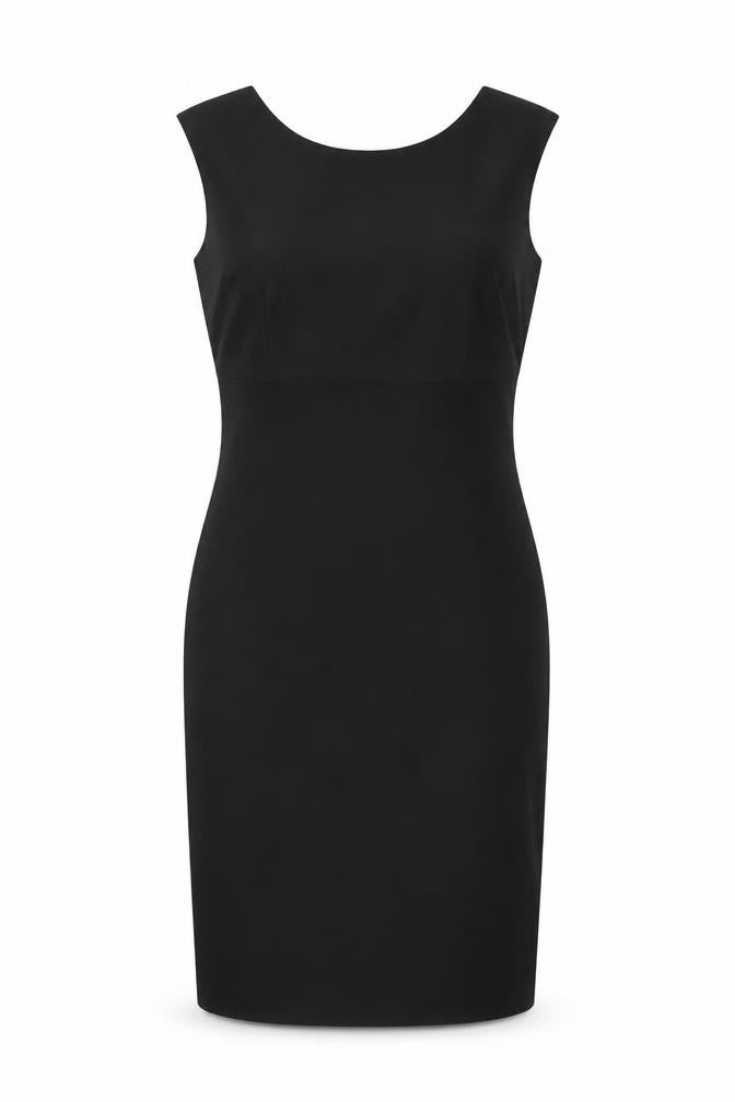 Front view of Laura Ashley Women's Black Sheath Dress, size 10