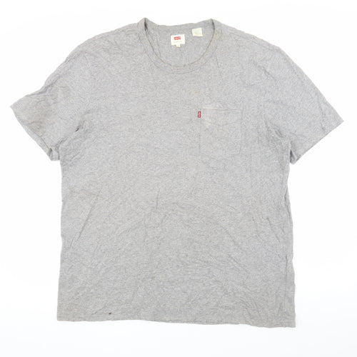 Levi's Men's Grey XL Crew Neck T-Shirt with Logo