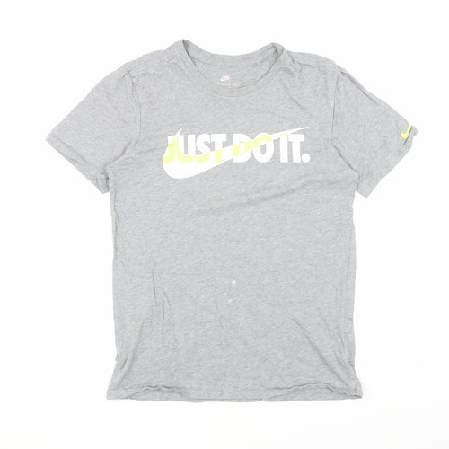 Nike Grey Unisex T-Shirt S, Crew Neck, Athletic Style