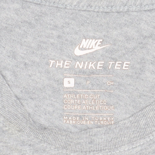 Nike Grey Unisex T-Shirt S, Crew Neck, Athletic Style