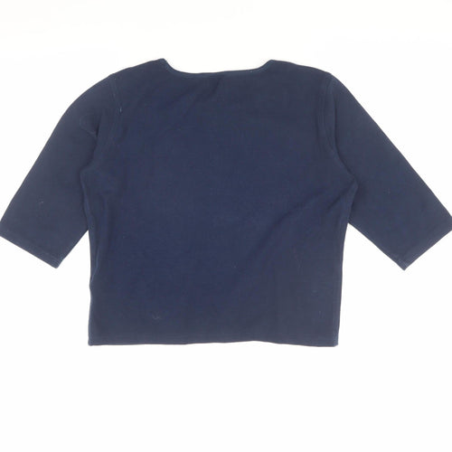 Wall Women's Blue 3/4 Sleeve Basic T-Shirt, Size S