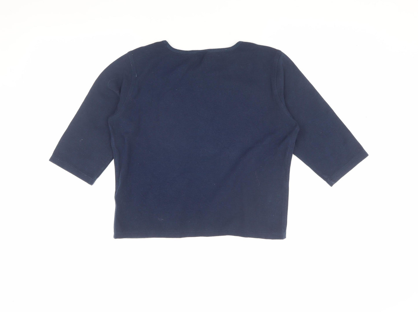 Wall Women's Blue 3/4 Sleeve Basic T-Shirt, Size S