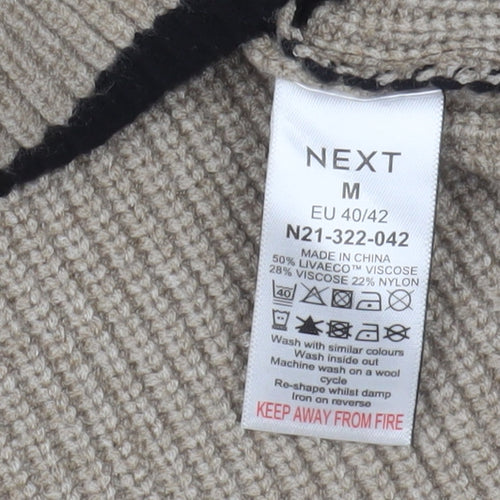 Next Women's Beige Striped V-Neck Pullover - Size 12