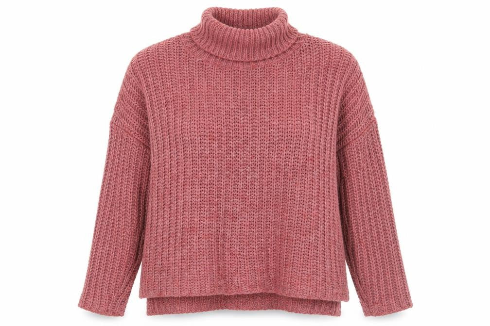 Front view of Nada Del Riccio Pink Roll Neck Women's Jumper - L