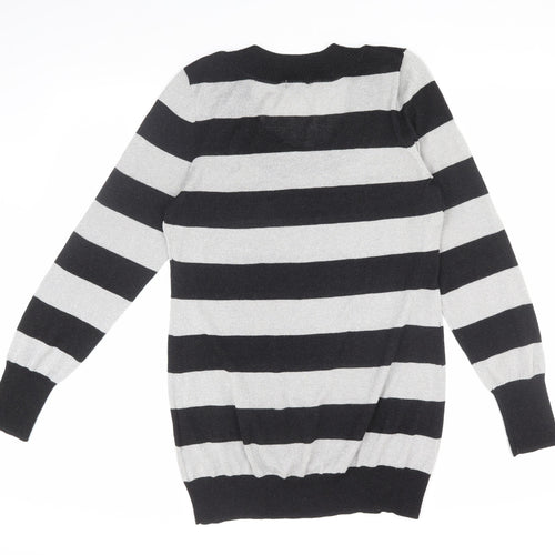 H&M Women's Black L Pullover Jumper - Striped Knit