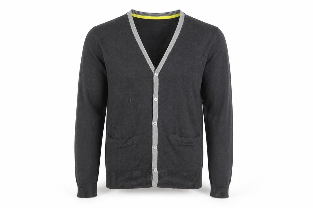 Front view of Burton Men’s Black Cardigan, M, Cotton Blend