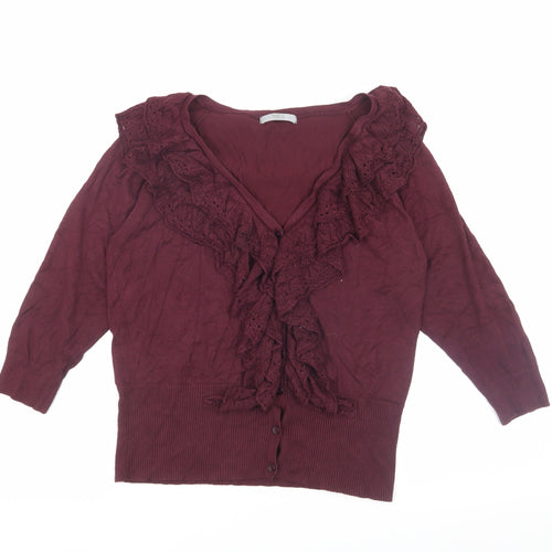 Marks and Spencer Women's Red Cardigan, Size 16, 3/4 Sleeve