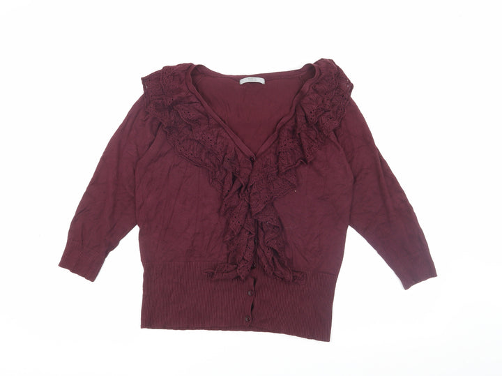 Marks and Spencer Women's Red Cardigan, Size 16, 3/4 Sleeve