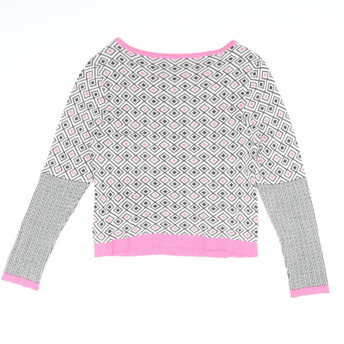 Love Label Women's Pink Geometric Pullover Jumper, Size 10