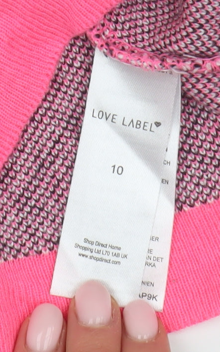 Love Label Women's Pink Geometric Pullover Jumper, Size 10