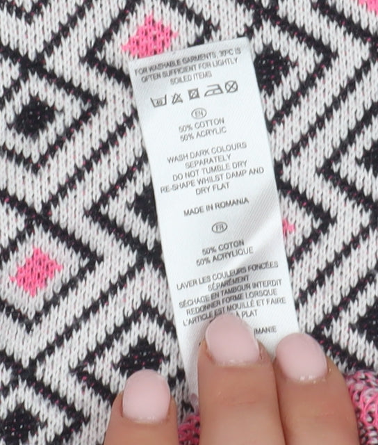 Love Label Women's Pink Geometric Pullover Jumper, Size 10