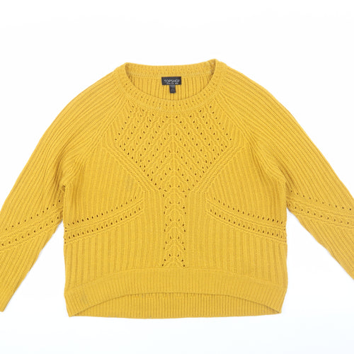 Topshop Women's Yellow Knit Pullover Jumper, Size 10