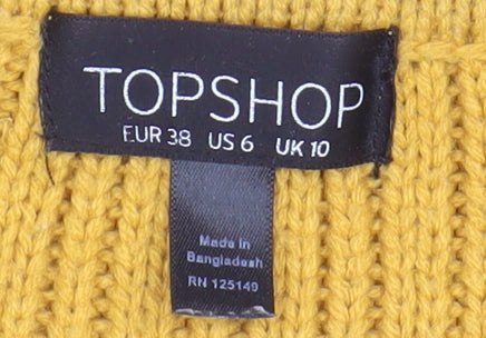 Topshop Women's Yellow Knit Pullover Jumper, Size 10