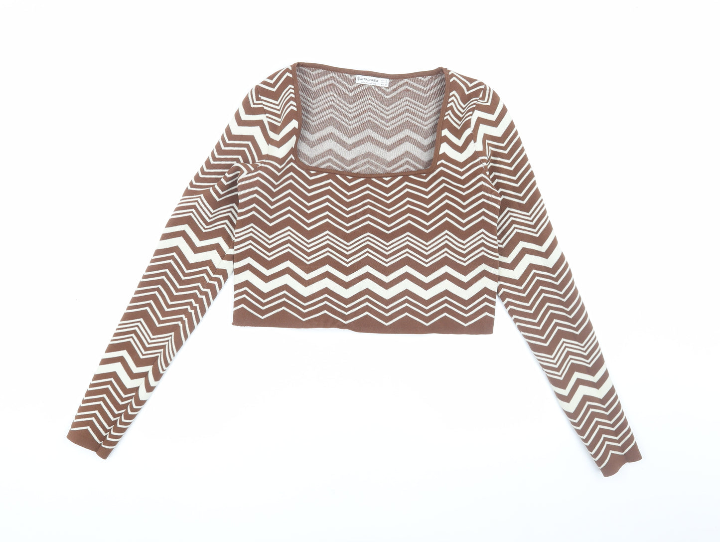 Stradivarius Women's Brown Cropped Blouse, Size 8