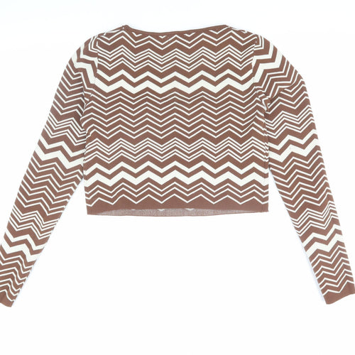 Stradivarius Women's Brown Cropped Blouse, Size 8
