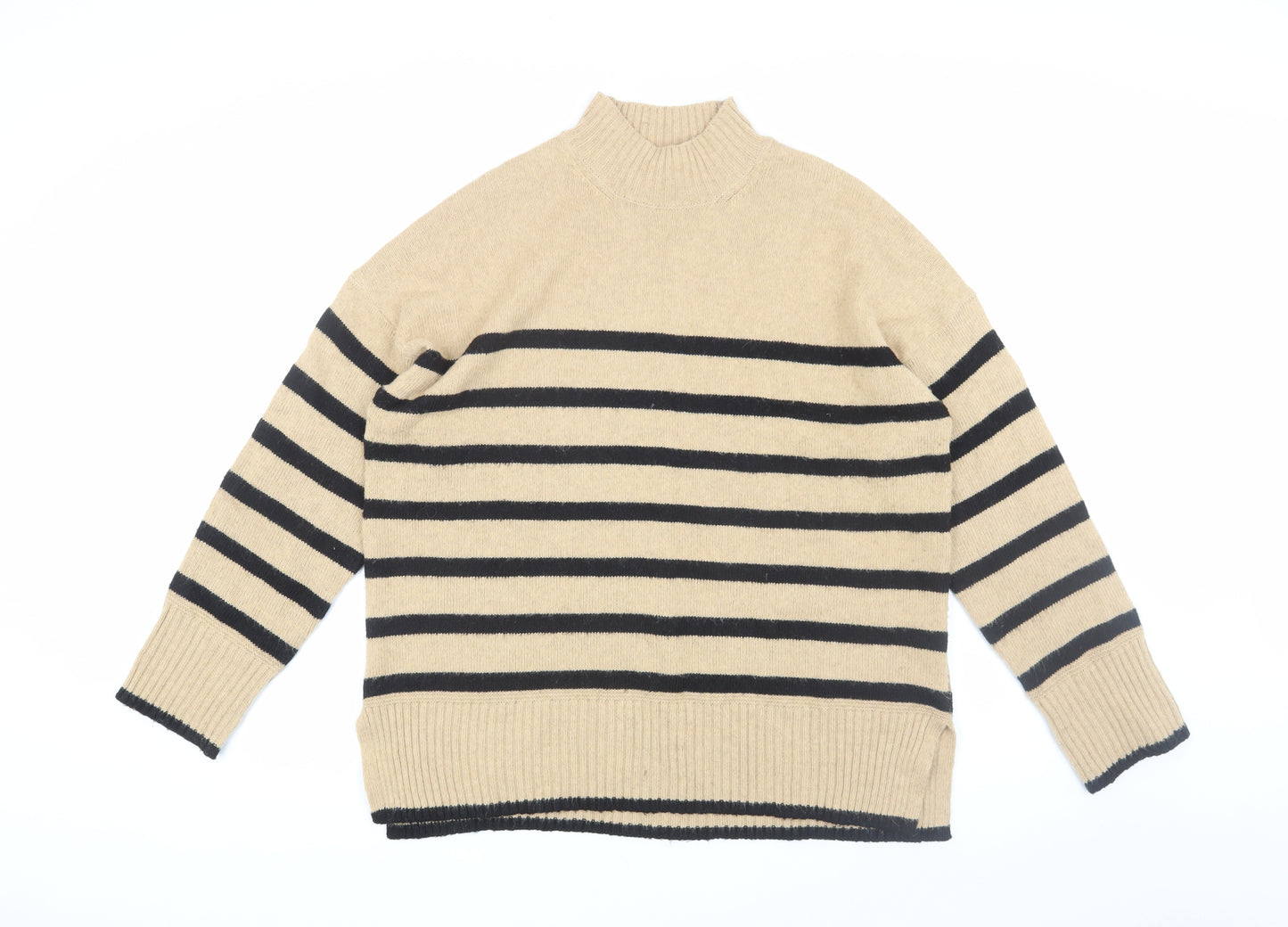 Nobody's Child Women's Beige Striped Pullover Jumper Medium
