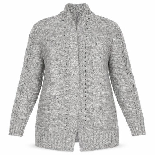 New Look Women’s Grey Cable-Knit Cardigan - Size 10