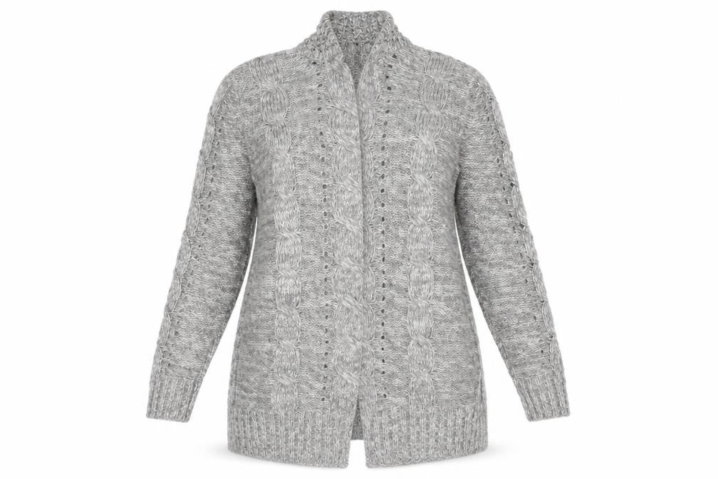 New Look Women’s Grey Cable-Knit Cardigan - Size 10