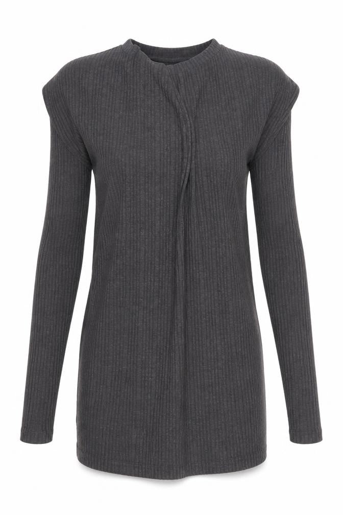 Front view of Marks & Spencer Grey Shift Dress, size 12, Long Sleeve