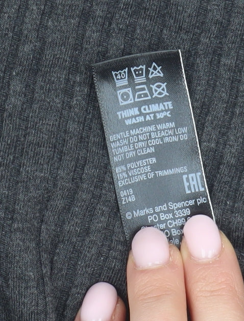 Marks and Spencer Grey Shift Dress, Size 12, Long Sleeve