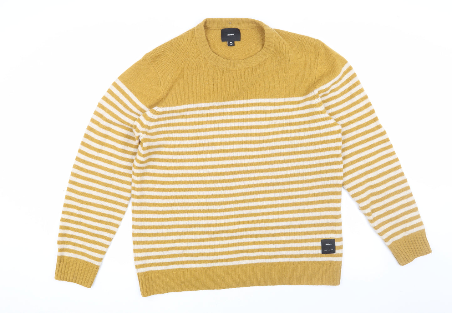Finisterre Men's Yellow Striped Wool Pullover Jumper M