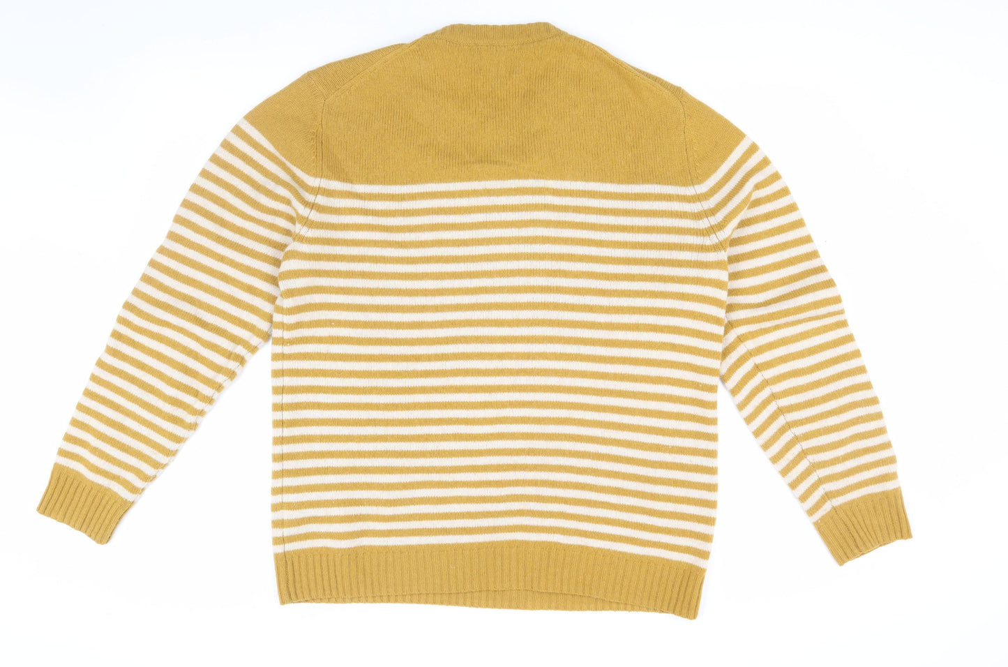 Finisterre Men's Yellow Striped Wool Pullover Jumper M