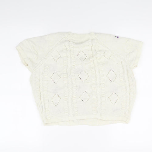 Cider Women's Ivory L Embroidered Knit T-Shirt