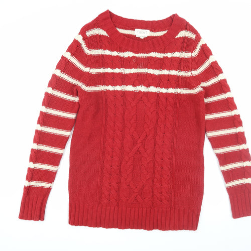 Next Women's Red Cable-Knit Striped Jumper, Size 12