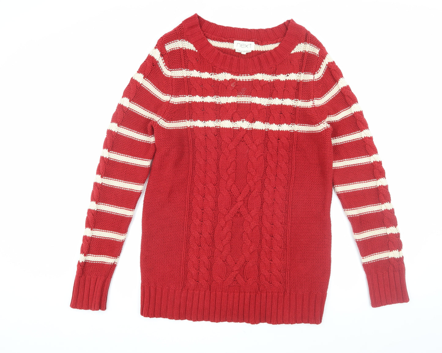Next Women's Red Cable-Knit Striped Jumper, Size 12