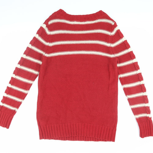 Next Women's Red Cable-Knit Striped Jumper, Size 12