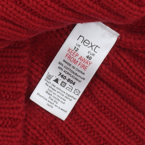 Next Women's Red Cable-Knit Striped Jumper, Size 12