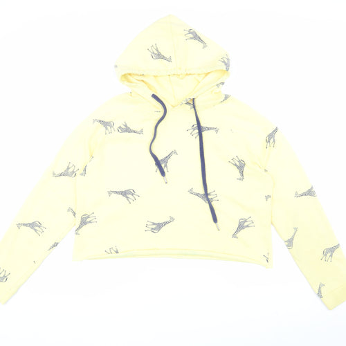 Messy Bun Just Chillin' Yellow Hooded Animal Print Hoodie M
