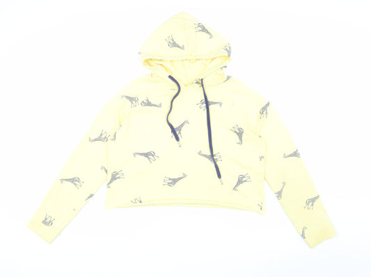 Messy Bun Just Chillin' Yellow Hooded Animal Print Hoodie M