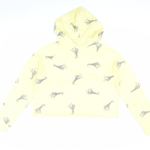 Messy Bun Just Chillin' Yellow Hooded Animal Print Hoodie M