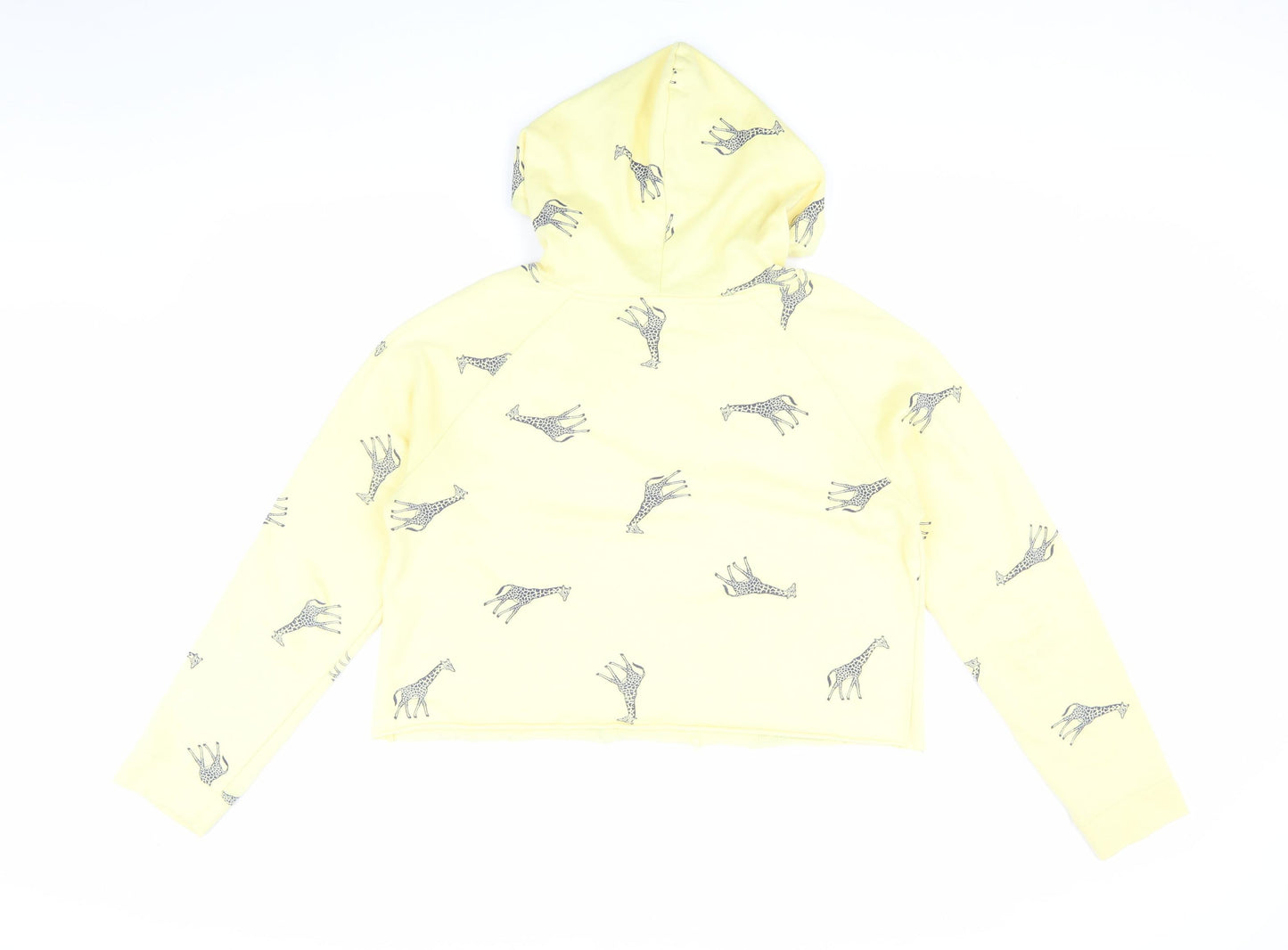 Messy Bun Just Chillin' Yellow Hooded Animal Print Hoodie M