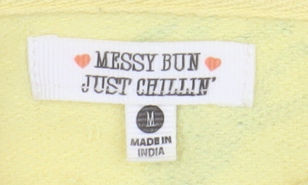 Messy Bun Just Chillin' Yellow Hooded Animal Print Hoodie M