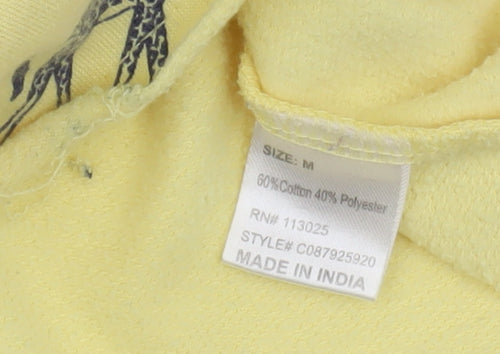 Messy Bun Just Chillin' Yellow Hooded Animal Print Hoodie M