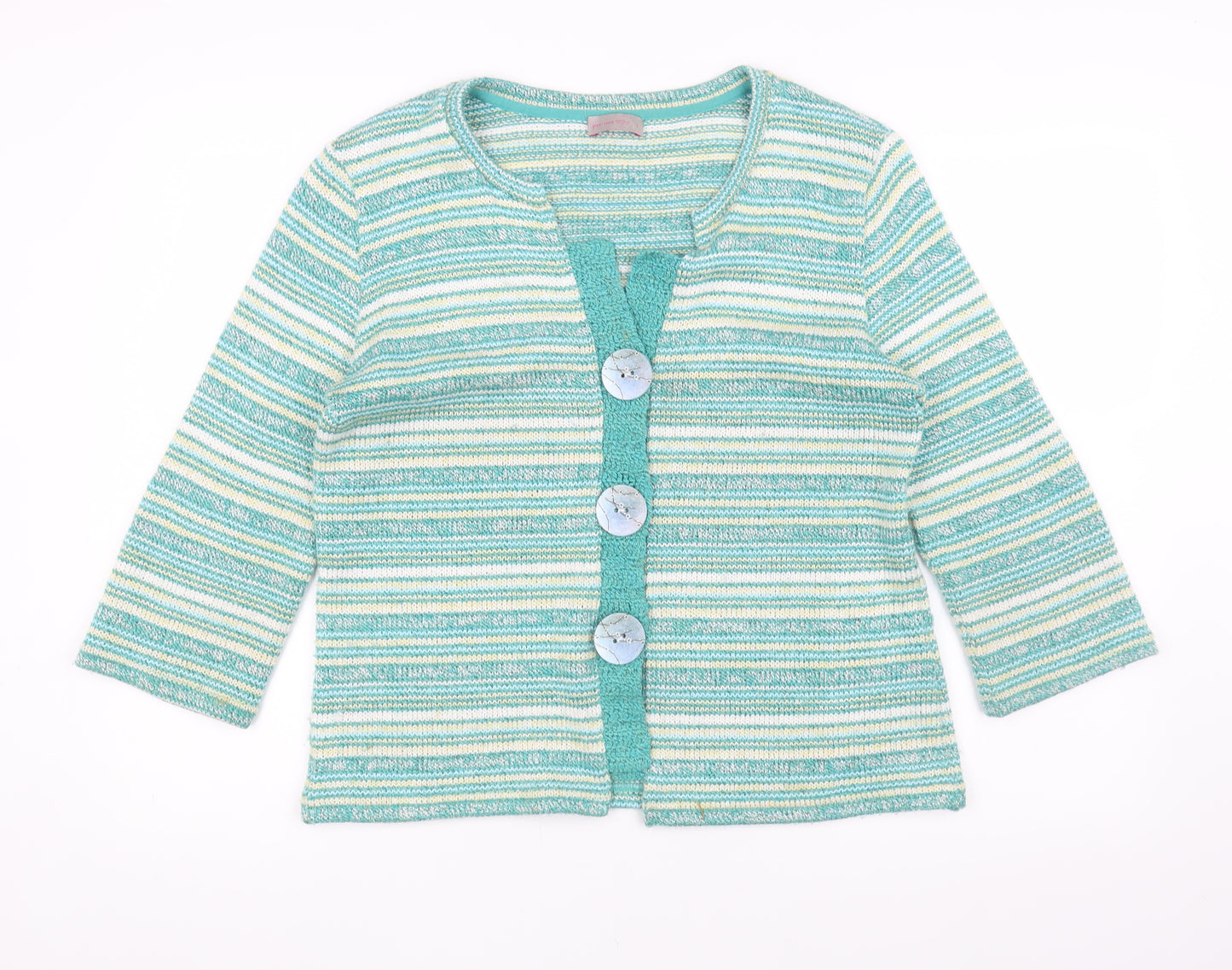 Per Una Women's Green Striped Cardigan Large