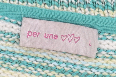 Per Una Women's Green Striped Cardigan Large