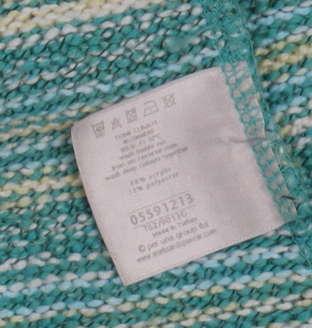 Per Una Women's Green Striped Cardigan Large