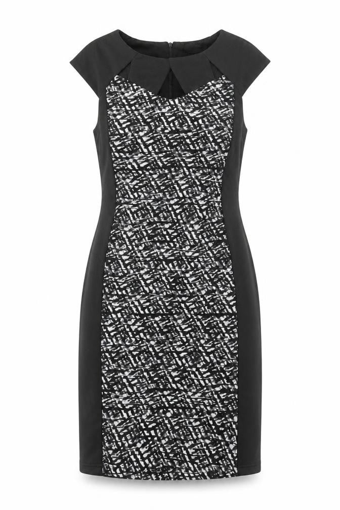 Front view of Klass Women's Black Sheath Dress, size 14, Party Chic