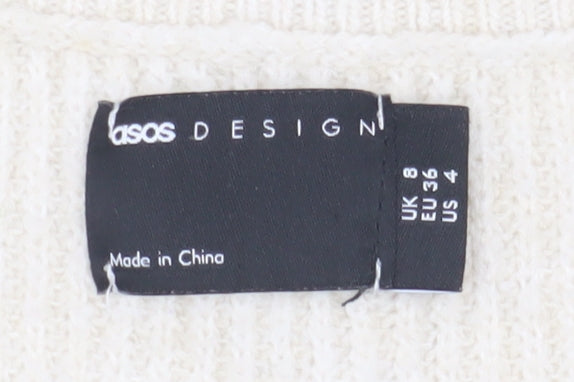 ASOS DESIGN Women’s Ivory V-Neck Pullover Jumper Size 8