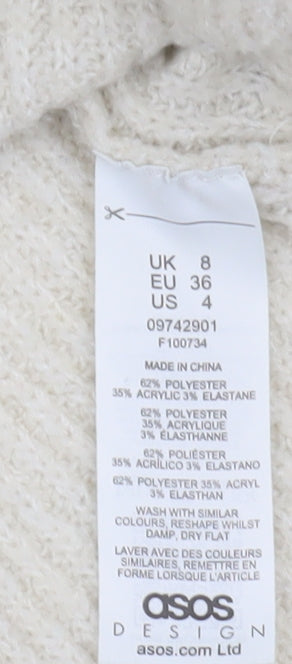 ASOS DESIGN Women’s Ivory V-Neck Pullover Jumper Size 8