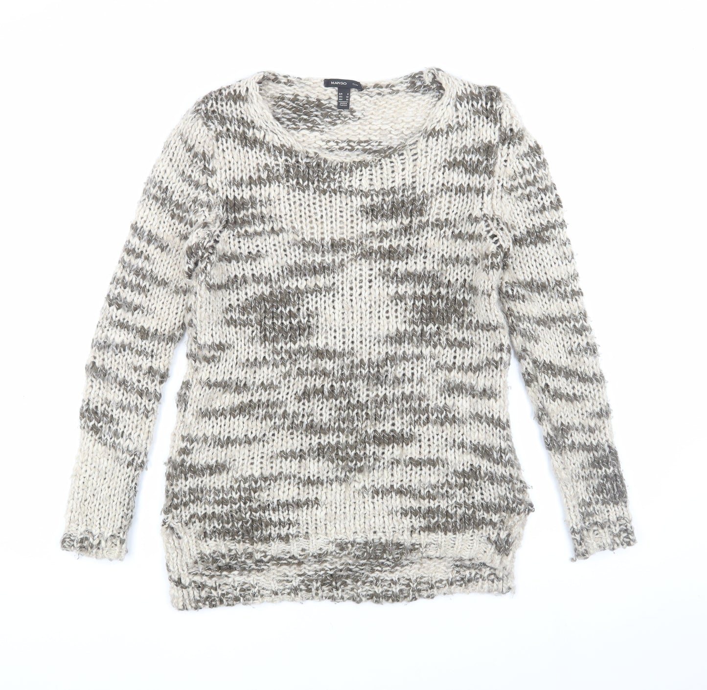 Mango Women’s Grey Chunky-Knit Pullover Jumper - Size 8