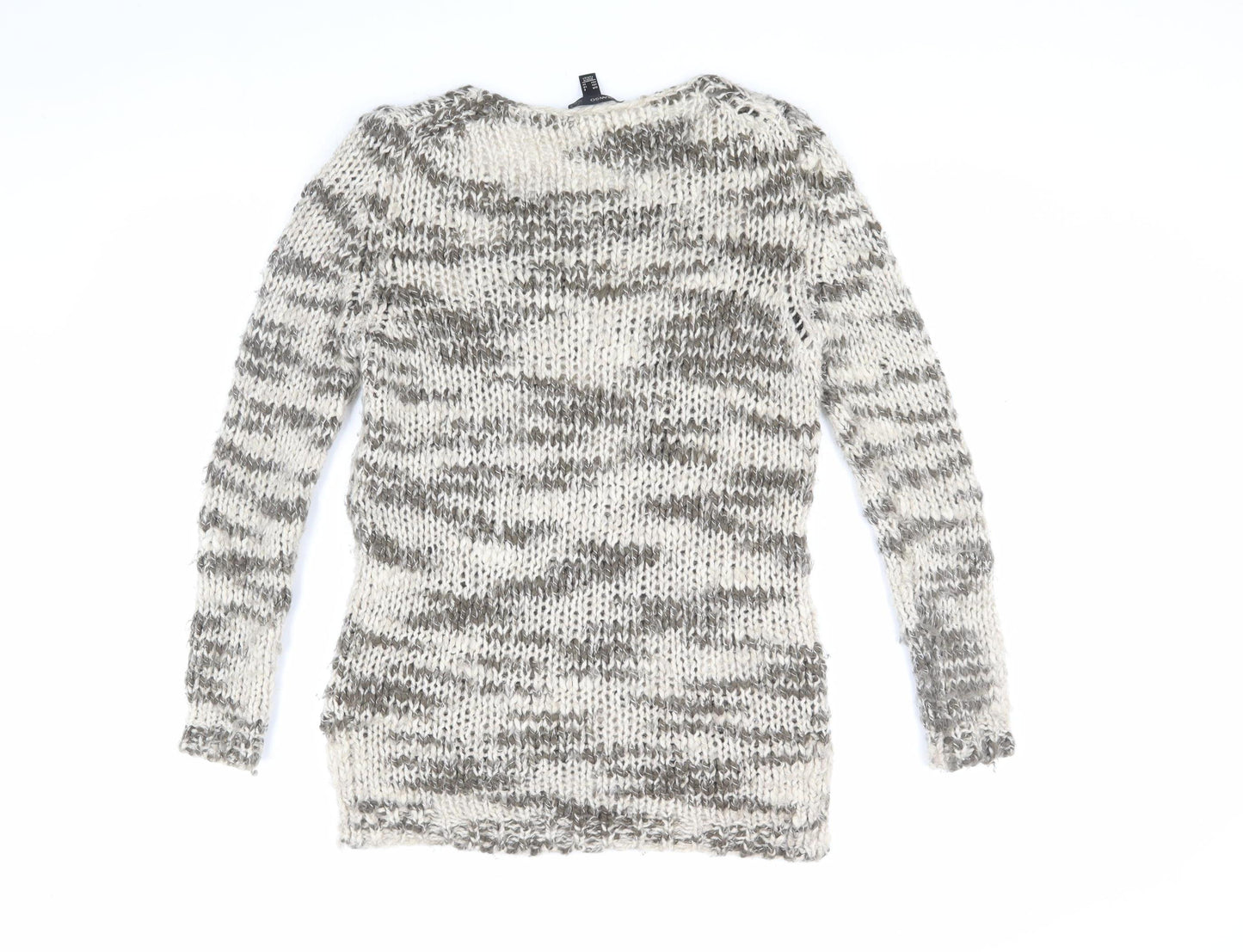 Mango Women’s Grey Chunky-Knit Pullover Jumper - Size 8