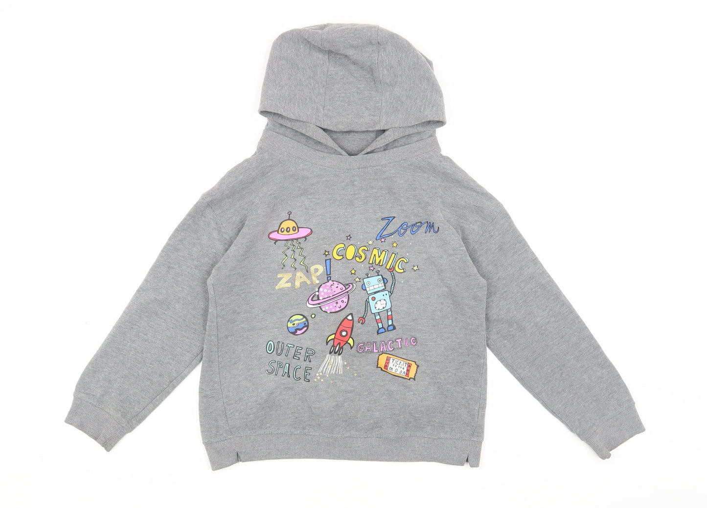 Next Boys Grey Pullover Hoodie, 10 Years, Space Theme