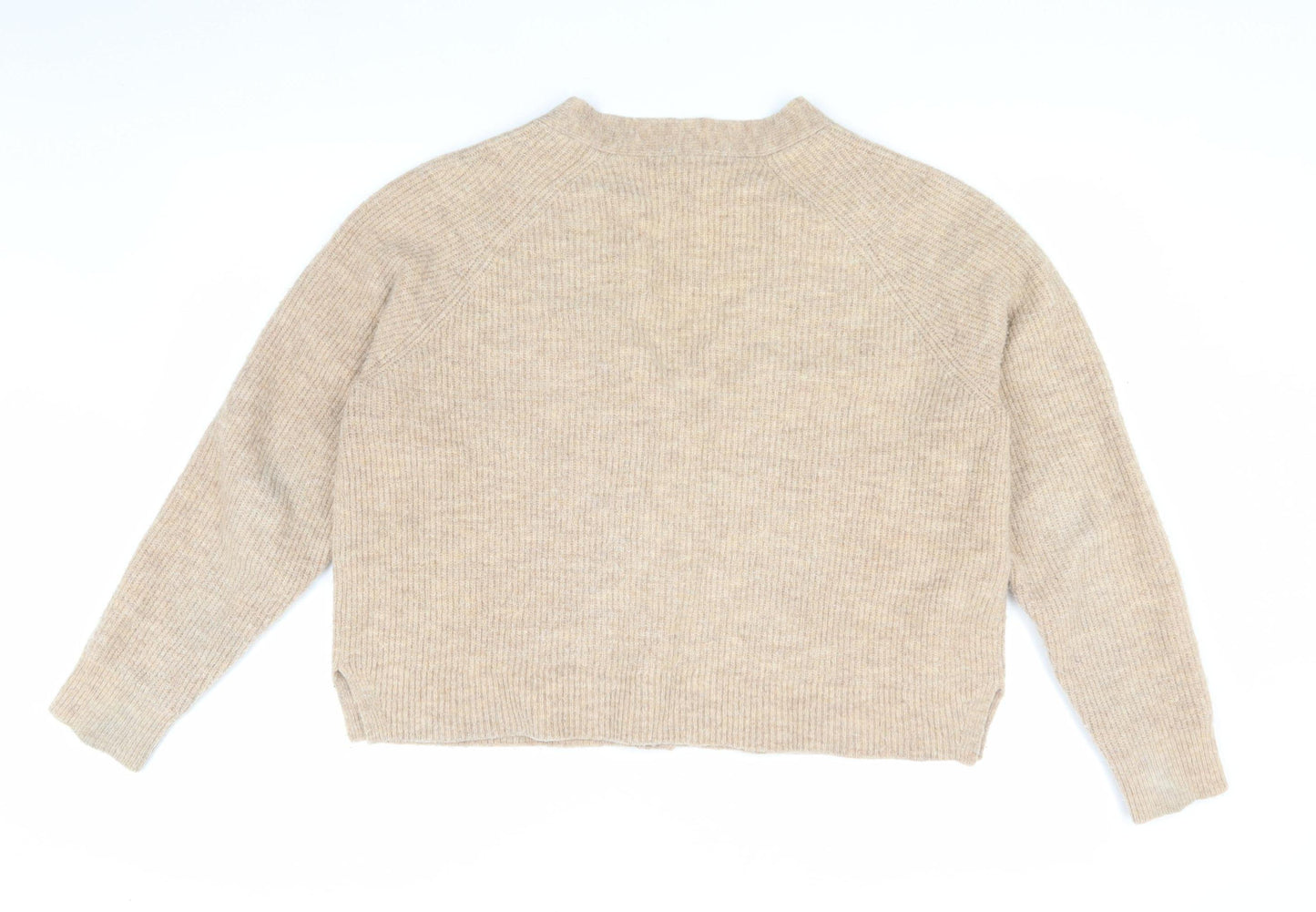 Whistles Women's Beige Cardigan, M, V-Neck, Button Accent