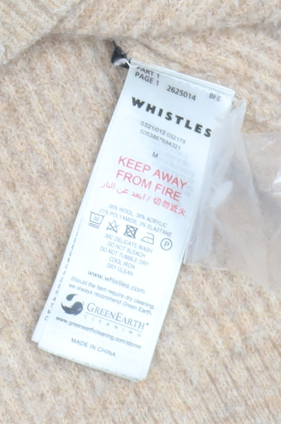 Whistles Women's Beige Cardigan, M, V-Neck, Button Accent