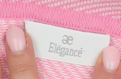 Elégance Women's Pink Striped Button-Up Shirt, Size 12